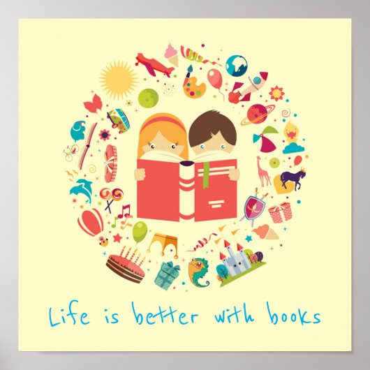 Bücher Slogan Klasse oder Bibliothek Kinderzimmer Poster (Vorne)