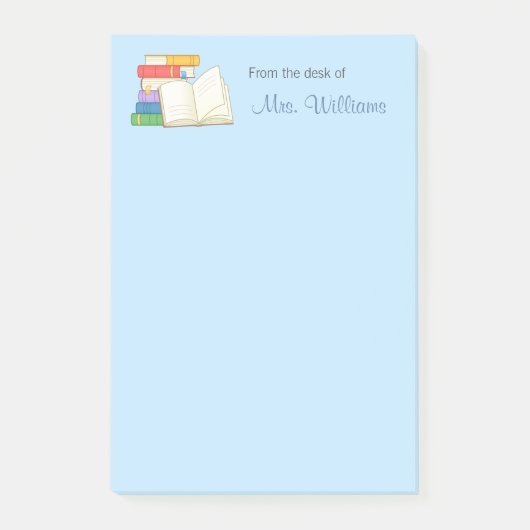 Bücher Stack Open Book School Lehrer Post-it Klebezettel (Vorderseite)