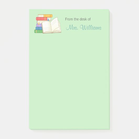 Bücher Stack Open Book School Lehrer Post-it Klebezettel (Vorderseite)