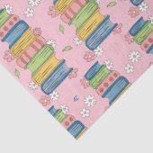 Bücher - Stapel und Blume - rosa Gewebe Seidenpapier (Ausschnitt)