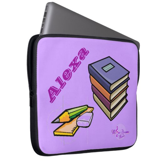 Bücher, Stift & Regler - individueller Laptop-Schl Laptopschutzhülle (Vorne Rechts)