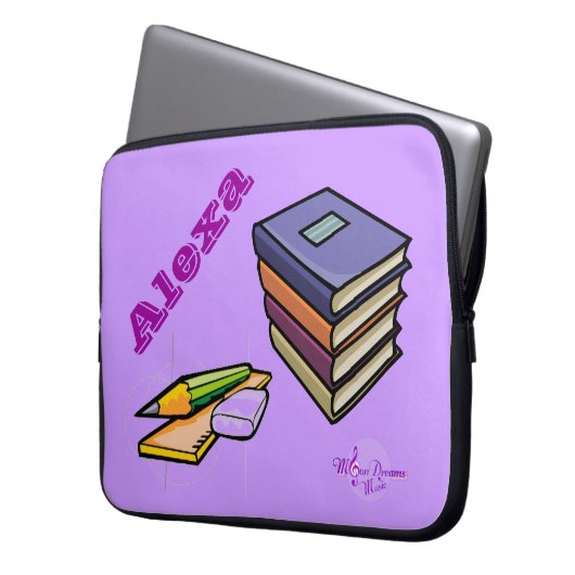 Bücher, Stift & Regler - individueller Laptop-Schl Laptopschutzhülle (Vorderseite Links)