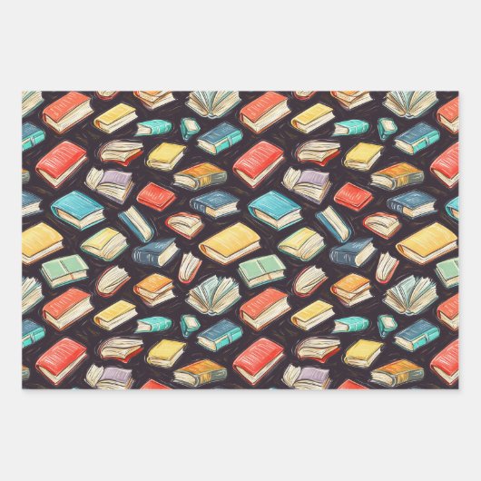 Bücher & Stifte Chalk Zeichnend Schulgeschenk Geschenkpapier Set (Vorderseite)