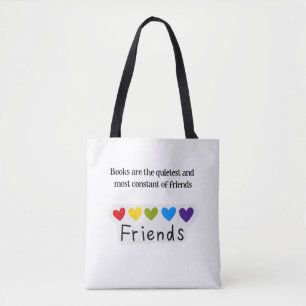 Bücher Stille Konstante Freunde Regenbogen-Herzen  Tasche