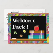 Bücher, Tafel und Apfelpostkarten Postkarte (Vorne/Hinten)