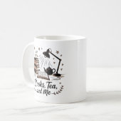 Bücher Tee und ich Gemütlich Minimalistisch Schwar Kaffeetasse (Vorderseite Links)