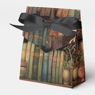 Bücher, Teekannen und Pflanzen in Regalen Geschenkschachtel