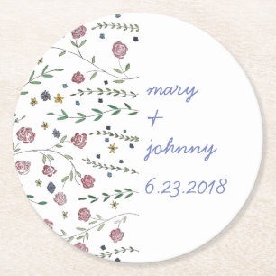 Bücher u. Blüten-Untersetzer Runder Pappuntersetzer