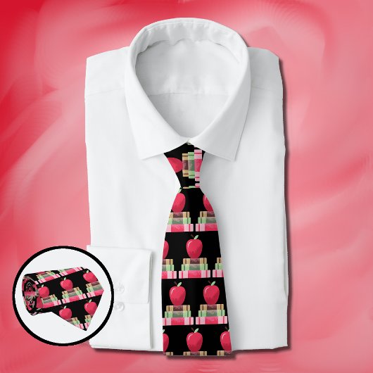 Bücher und Apple Teacher Black Neck Tie Krawatte