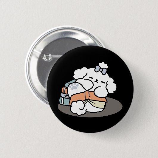 Bücher und Barks - Niedliches Design für schlampig Button (Vorne & Hinten)