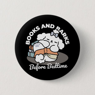 Bücher und Barks - Niedliches Design für schlampig Button