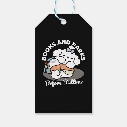 Bücher und Barks - Niedliches Design für schlampig Geschenkanhänger (Vorderseite)