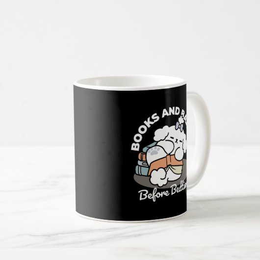 Bücher und Barks - Niedliches Design für schlampig Kaffeetasse (VorderseiteRechts)