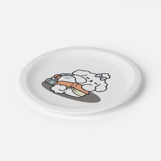 Bücher und Barks - Niedliches Design für schlampig Pappteller (Schrägansicht)