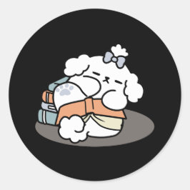 Bücher und Barks - Niedliches Design für schlampig Runder Aufkleber