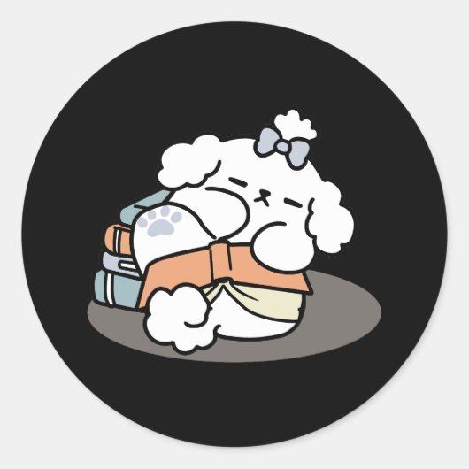 Bücher und Barks - Niedliches Design für schlampig Runder Aufkleber (Vorderseite)