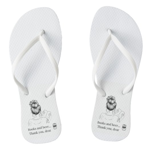 Bücher und Bierpflops Badesandalen (Fußbett)