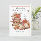 Bücher und Blume Buchvorstellung Einladung (Stehend Vorderseite)