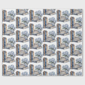 Bücher und Blume Geschenkpapier (Flach)