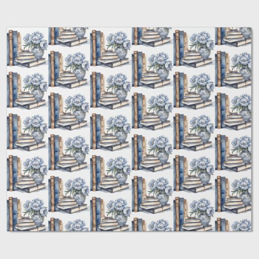 Bücher und Blume Geschenkpapier (Flach)