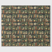 Bücher und Blume Geschenkpapier (Flach)