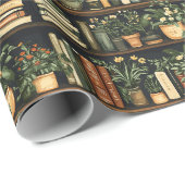 Bücher und Blume Geschenkpapier (Rolleneckpunkt)