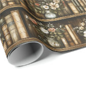 Bücher und Blume Geschenkpapier (Rolleneckpunkt)