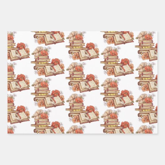 Bücher und Blume Geschenkpapier Set (Vorderseite 3)