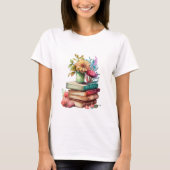 Bücher und Blume Lesen T-Shirt (Vorderseite)