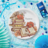 Bücher und Blume rund Pappteller (Party)