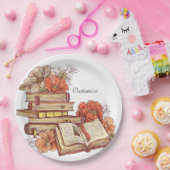 Bücher und Blume rund Pappteller (Party)