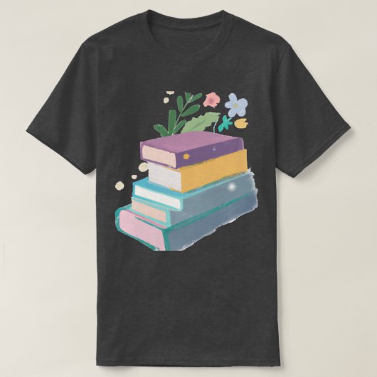 Bücher und Blume T-Shirt (Design vorne)