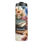 Bücher und Blumen Thermotasse Thermosbecher (Vorderseite)