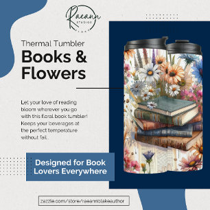 Bücher und Blumen Thermotasse Thermosbecher