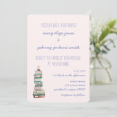 Bücher und Blüten Einladungen für Hochzeiten (Stehend Vorderseite)