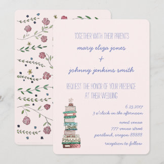 Bücher und Blüten Einladungen für Hochzeiten