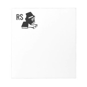 Bücher und Brillen-Monogramm Notizblock