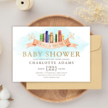 Bücher und Brunch Baby Shower Einladung
