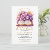 Bücher und Brunch Hydrangea Brautparty Einladung (Stehend Vorderseite)