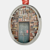 Bücher und Bücher Silbernes Ornament (Links)