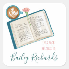 Bücher und Buchzeichen-Etikett Quadratischer Aufkleber