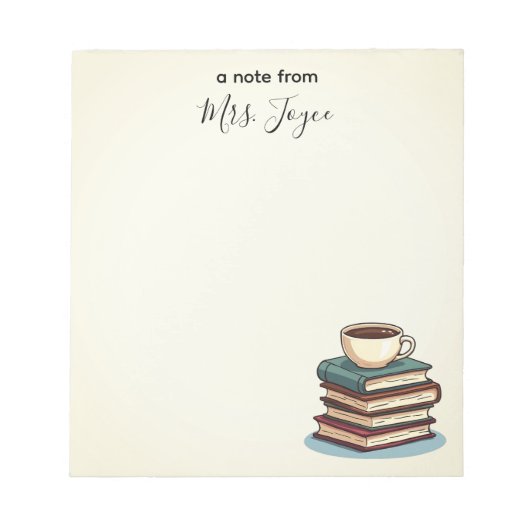 Bücher und Coffee Custom Teacher Bewertung Notizblock (Vorderseite)