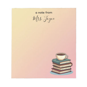 Bücher und Coffee Custom Teacher Bewertung Notizblock