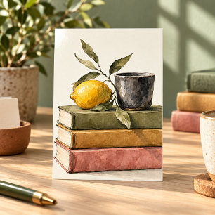 Bücher und ein Zitronen-Kunstprint Poster