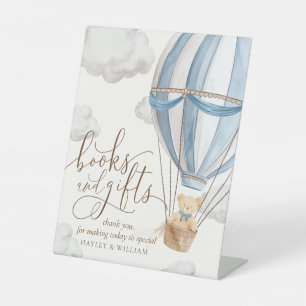 Bücher und Geschenke Babydusche warten Sockelschild
