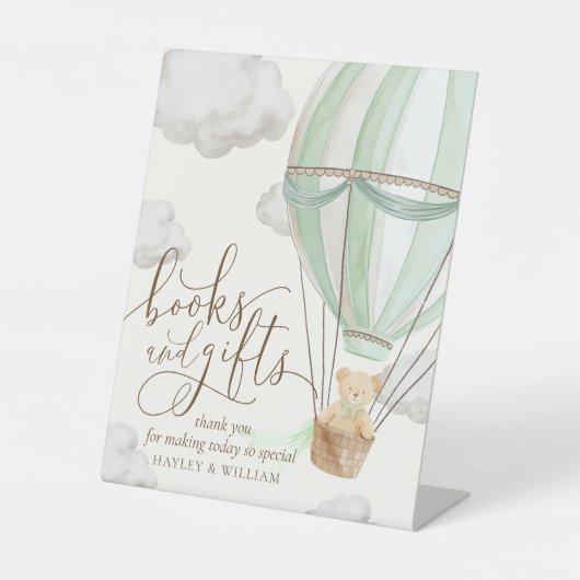 Bücher und Geschenke Babydusche warten Sockelschild (Vorderseite)