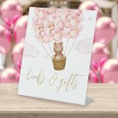 Bücher und Geschenke Bear Cub Pink Balloons Babydu Sockelschild