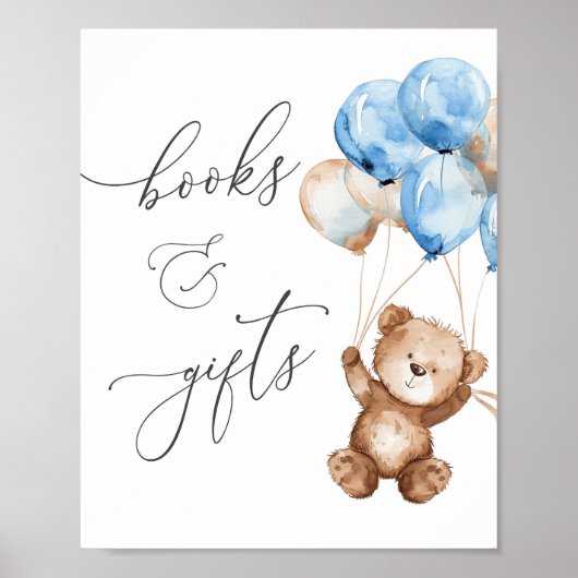 Bücher und Geschenke Blue Teddy Bear Baby Duschzei Poster (Vorne)