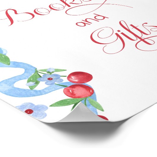 Bücher und Geschenke Cherry auf Top Blue Bow Poster (Ecke)