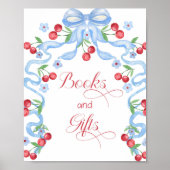Bücher und Geschenke Cherry auf Top Blue Bow Poster (Vorne)
